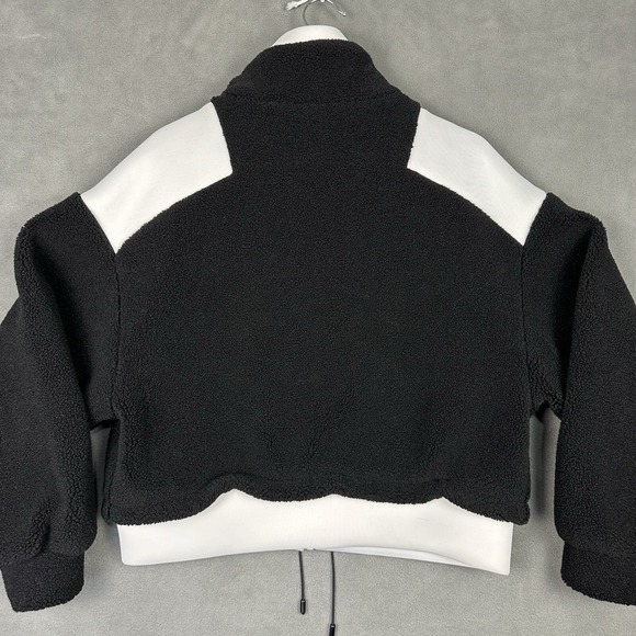 Zara Teddy Fleece & Neoprene Jacket Women's Large Black & White Full‎ Zip Animal - Picture 11 of 11